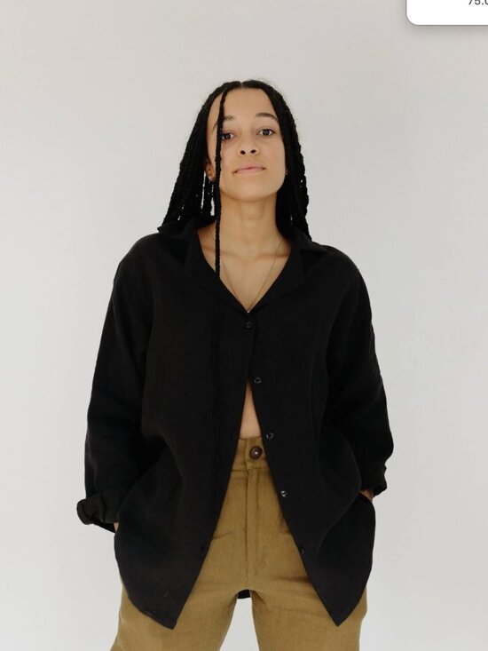 Jimi Collection Tops - The Pym Long Sleeve Shirt // JIMI Collection // XS // Black 7oz Linen